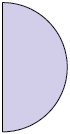 Ilustração de uma figura semelhante a um semicírculo, com a região interna colorida.