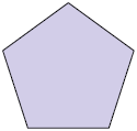 Ilustração de 5 segmentos de reta com cada ponto de suas extremidades em comum com outro, formando uma figura com 5 lados iguais, com a região interna colorida.