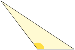 Ilustração de um triângulo. Dois lados desse triângulo formam um ângulo interno maior do que 90 graus (obtuso).