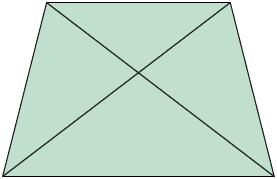 Ilustração de um quadrilátero com suas duas diagonais traçadas.