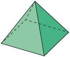 Ilustração de uma figura geométrica espacial com apenas uma base, e quadrada. 