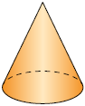 Ilustração de uma figura geométrica espacial com apenas uma base, e circular.