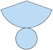 Ilustração de uma figura formada por uma seção de uma circunferência e uma circunferência menor abaixo do seu arco.