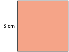 Ilustração de um quadrilátero com lados medindo 3 centímetros.