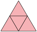 Ilustração de um triângulo formado por 4 triângulos equiláteros iguais.