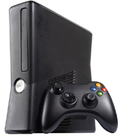 Fotografia de um console de videogame e seu controle.