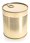 Fotografia de uma lata de alumínio com bases redondas.