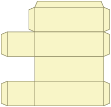 Ilustração de uma figura plana composta por 4 retângulos, um abaixo do outro, pelo lado maior. De cima para baixo, o segundo retângulo possui um quadrado do lado esquerdo e o quarto retângulo também possui um quadrado do seu lado esquerdo.