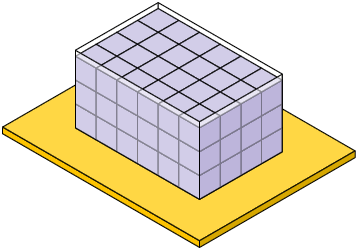 Ilustração de uma caixa com uma pilha de cubos.