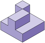 Ilustração de uma parte de um cubo, com ênfase para três pequenos cubos de saliência.