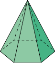 Ilustração de uma figura geométrica espacial com apenas uma base, e hexagonal.