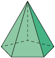 Ilustração de uma figura geométrica espacial com apenas uma base, e pentagonal.