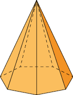 Ilustração de uma pirâmide de base heptagonal. 