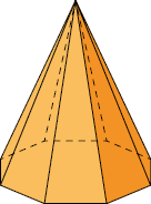 Ilustração de uma pirâmide de base octogonal. 