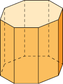 Ilustração de um prisma de base octogonal. 