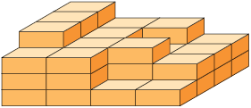 Ilustração de uma pilha com 43 caixas dispostas em 4 camadas.
