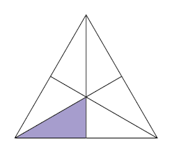 Ilustração de figura dividida em 6 partes iguais. 1 parte está colorida de roxo.
