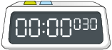Ilustração de um cronômetro marcando '0 minuto', '0 segundo' e '30 milésimos de segundo'. 