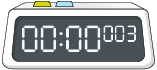 Ilustração de um cronômetro marcando '0 minuto', '0 segundo' e '3 milésimos de segundo'. 