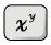 Ilustração da tecla de uma calculadora: 'x elevado a y'. Na tecla, a base é o 'x' e o expoente é o 'y'.