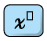 Ilustração da tecla de uma calculadora: 'x elevado a'. Na tecla, a base é o 'x' e o expoente é representado por um quadradinho.