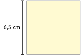 Ilustração de um quadrado com medida de comprimento de seu lado igual a 6,5 centímetros.
