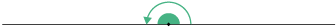 Ilustração de dois segmentos de reta, lado a lado, unidos por um ponto em comum, com a representação de meio giro em torno desse ponto.