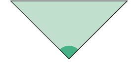 Ilustração de um triângulo com um de seus ângulos internos demarcados, medindo 90 graus.