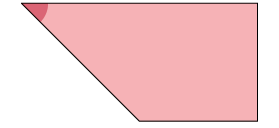 Ilustração de um trapézio retângulo com um de seus ângulos internos demarcados, medindo menos de 90 graus.