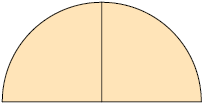 Ilustração de um semicírculo dividido em 2 partes iguais.
