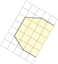 Ilustração parte de uma malha quadriculada, com uma figura formada por um retângulo: base medindo 5 quadradinhos e altura, medindo 2 quadradinhos; e um trapézio: base medindo 5 quadradinhos e altura, 2 quadradinhos.  
