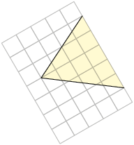 Ilustração de parte de triângulo com três lados de medidas diferentes, formado por 5 quadradinhos de base e 4 quadradinhos de altura.   