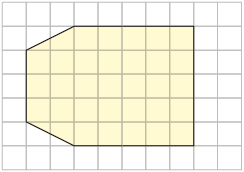 Ilustração de uma figura em malha quadriculada, formada por um quadrado e um trapézio. Quadrado com 5 quadradinhos de lado e um de seus lados é a base de um trapézio com base medindo 5 quadradinhos e altura, 2 quadradinhos.