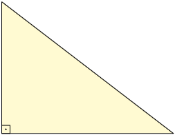 Ilustração de um triângulo. Dois lados desse triângulo apresentam seus segmentos perpendiculares entre si, formando um ângulo interno, reto.