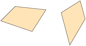 Ilustração de dois quadriláteros, todos com lados de medidas diferentes.