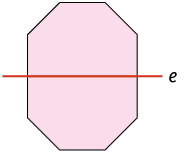 Ilustração. Polígono de 8 lados dividido ao meio, por um eixo e, na horizontal, em duas figuras semelhantes.