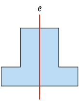 Ilustração. Polígono de 8 lados dividido ao meio, por um eixo e, na vertical, em duas figuras semelhantes.