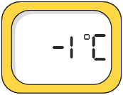 Ilustração de um visor registrando a temperatura de menos 1 graus Celsius.
