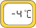 Ilustração de um visor de termômetro com a temperatura menos 4 graus Celsius.