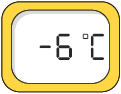 Ilustração de um visor de termômetro com a temperatura menos 6 graus Celsius.