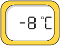 Ilustração de um visor de termômetro com a temperatura menos 8 graus Celsius.