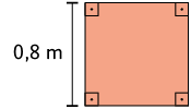 Ilustração de um quadrado com lados medindo 0,8 metro.