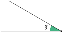 Ilustração de um ângulo a, equivalente a 30 graus, demarcado entre duas semirretas de mesma origem. 