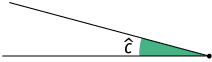 Ilustração de um ângulo c, equivalente a 15 graus, demarcado entre duas semirretas de mesma origem.