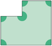 Ilustração de um polígono de 6 lados com seus ângulos internos demarcados.