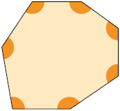 Ilustração de um polígono de 7 lados com seus ângulos internos demarcados.
