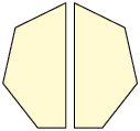 Ilustração de dois polígonos de 5 lados, iguais, mas espelhados, lado a lado.