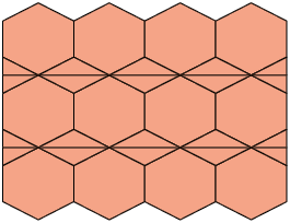 Ilustração de um mosaico formado por polígonos de 6 lados e de por polígonos de 3 lados.