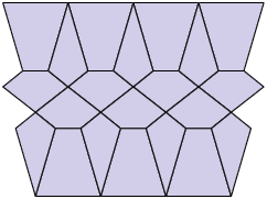 Ilustração de um mosaico formado por polígonos de 4 lados e por polígonos de 5 lados.