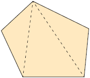 Ilustração de um pentágono irregular dividido em 3 triângulos.